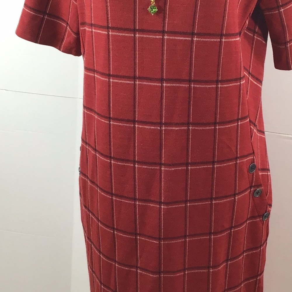 J. Jill ponte knit red windowpane shift dress S tall - Picture 3 of 10